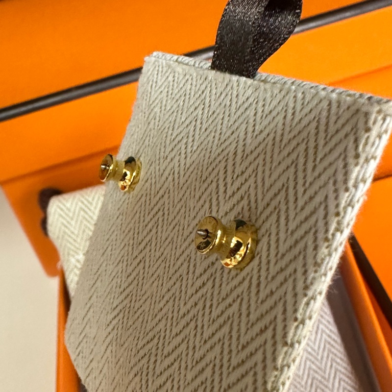 閒置未使用的Hermes愛馬仕mini櫻花粉琺瑯pop H耳釘-4