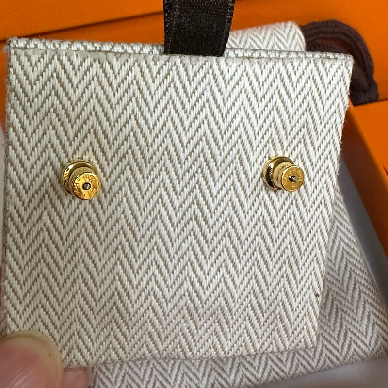 閒置未使用的Hermes愛馬仕mini櫻花粉琺瑯pop H耳釘-5