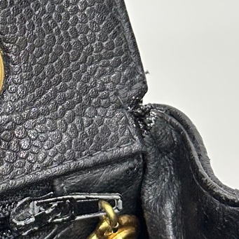 CHANEL 香奈兒 vintage 黑金 CF 荔枝牛皮 鏈條包 斜背包 肩背包 側背包 手提包-42