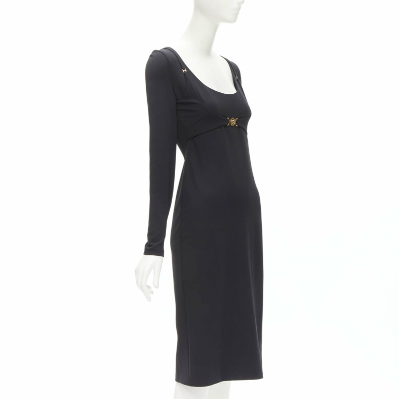 VERSACE 2021 Tresor De La Mer gold Medusa bustier harness dress IT40 S-0