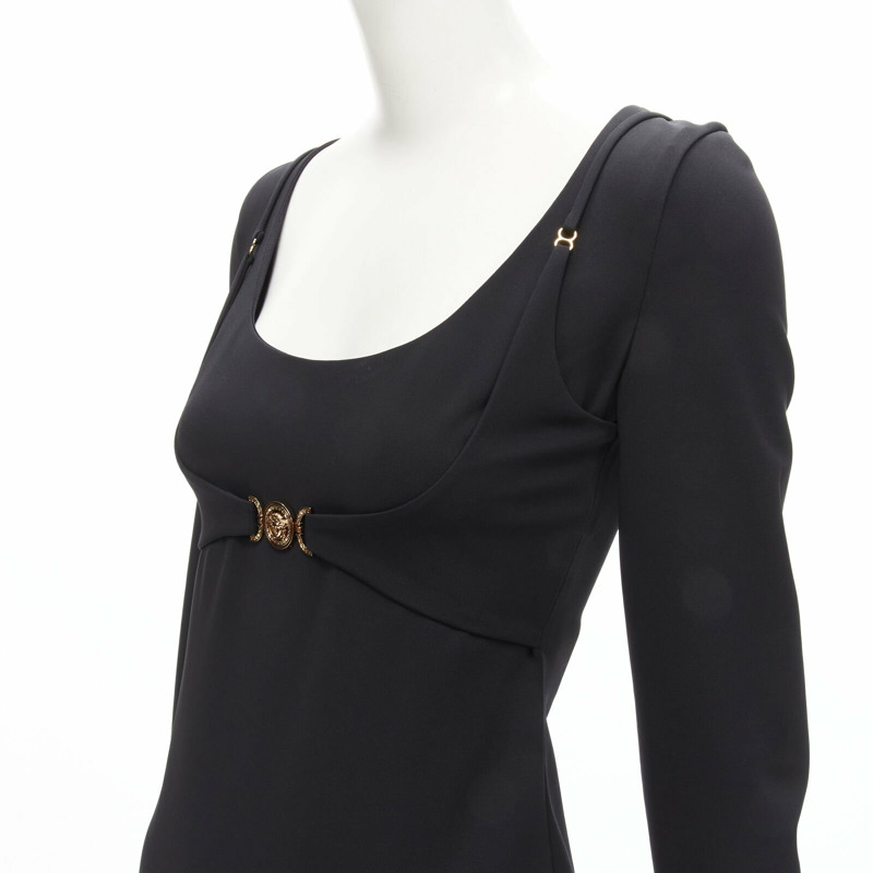 VERSACE 2021 Tresor De La Mer gold Medusa bustier harness dress IT40 S-1