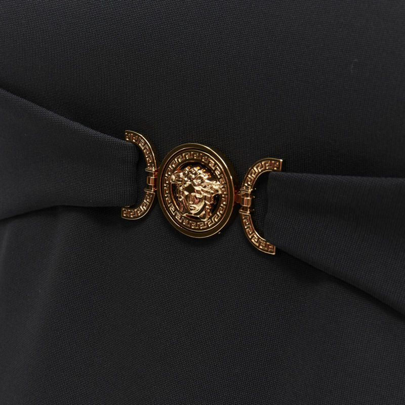 VERSACE 2021 Tresor De La Mer gold Medusa bustier harness dress IT40 S-6
