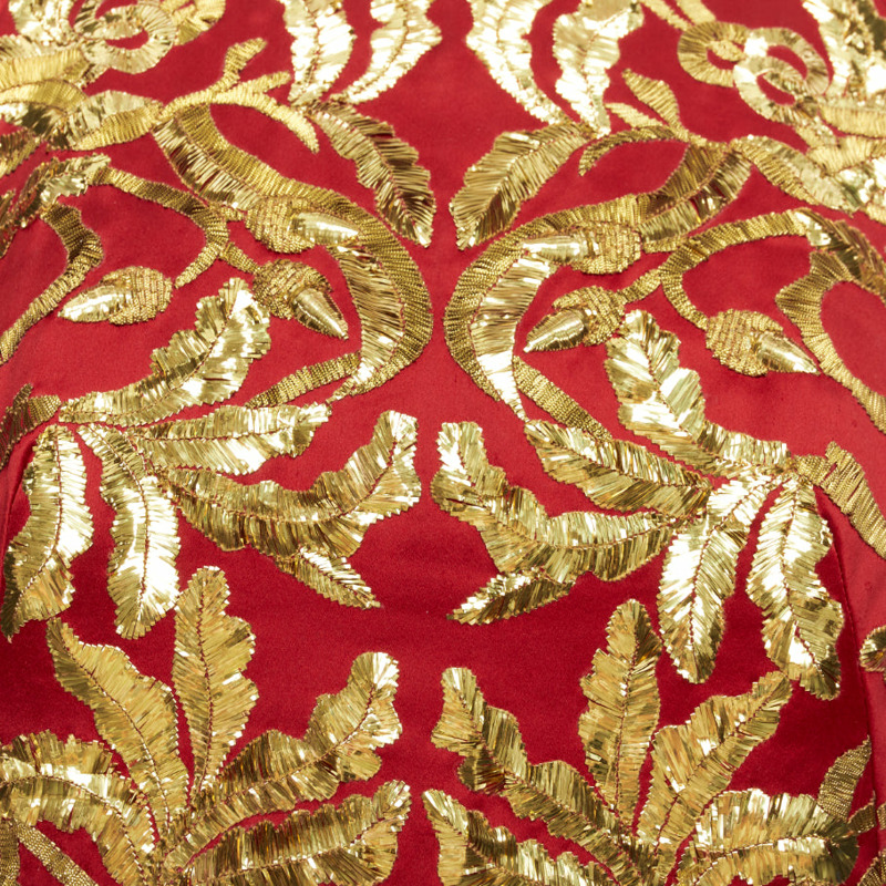 ALEXANDER MCQUEEN 2010 Runway Angels Demons red gold sequin pleat dress IT40 S-7