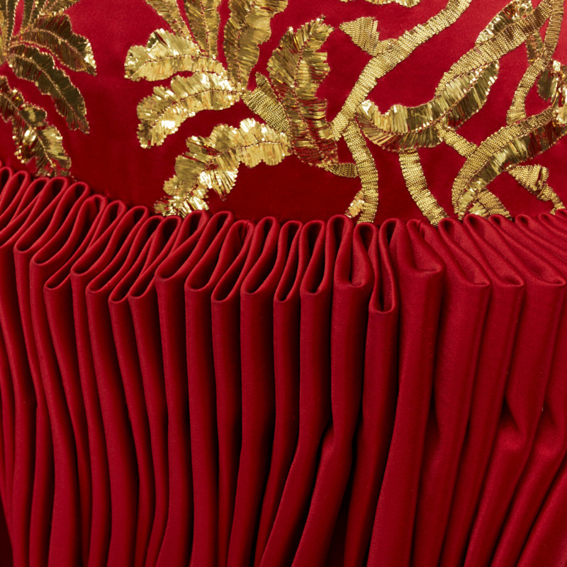ALEXANDER MCQUEEN 2010 Runway Angels Demons red gold sequin pleat dress IT40 S-9