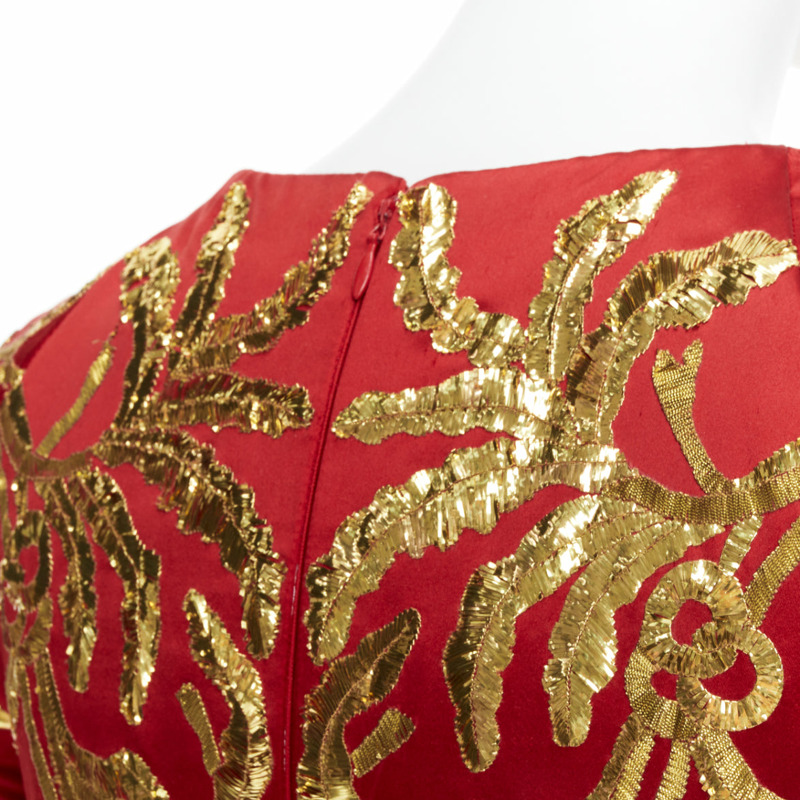ALEXANDER MCQUEEN 2010 Runway Angels Demons red gold sequin pleat dress IT40 S-10