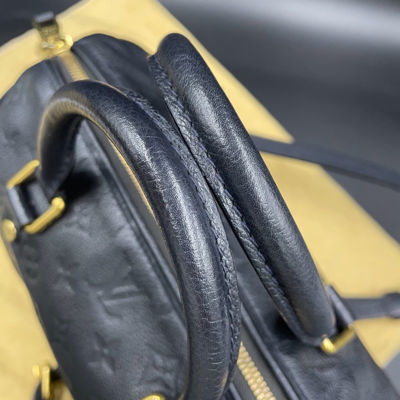 Louis Vuitton • 經典老花皮革壓紋 Speedy 25 藍黑色 附原廠背帶-23