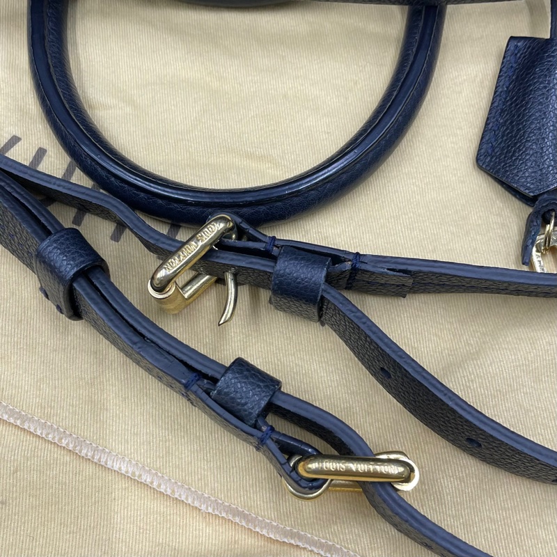 Louis Vuitton • 經典老花皮革壓紋 Speedy 25 藍黑色 附原廠背帶-31