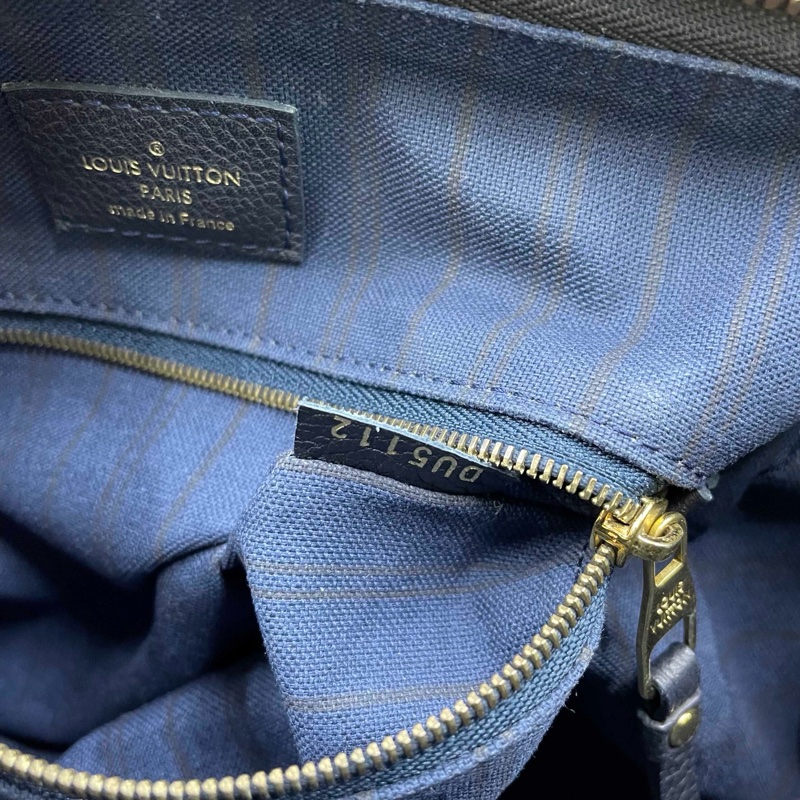 Louis Vuitton • 經典老花皮革壓紋 Speedy 25 藍黑色 附原廠背帶-32