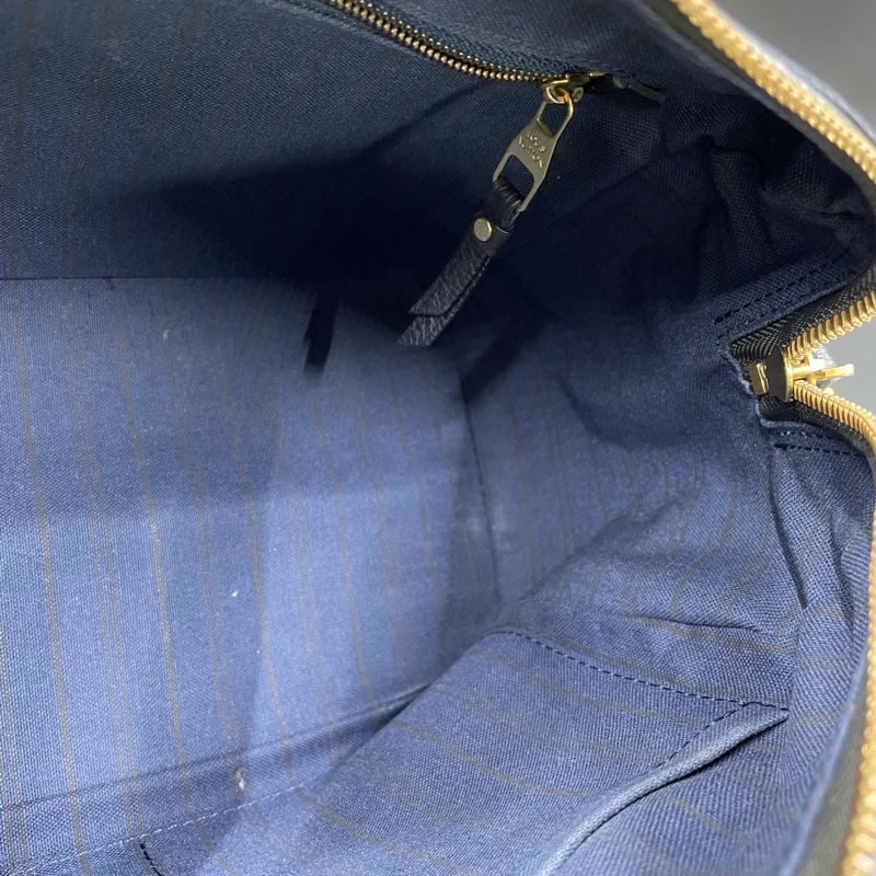 Louis Vuitton • 經典老花皮革壓紋 Speedy 25 藍黑色 附原廠背帶-37