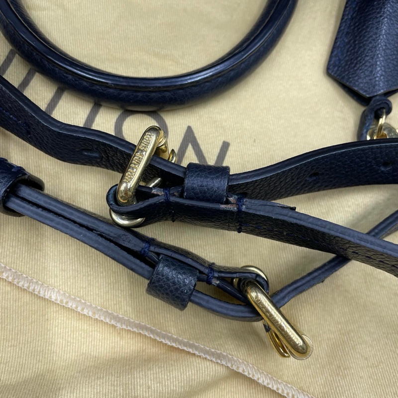 Louis Vuitton • 經典老花皮革壓紋 Speedy 25 藍黑色 附原廠背帶-38