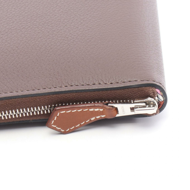 HERMES Azap Long Silkin Havane Around 長版皮夾 W Evercolor 皮革 二手 SHW-5