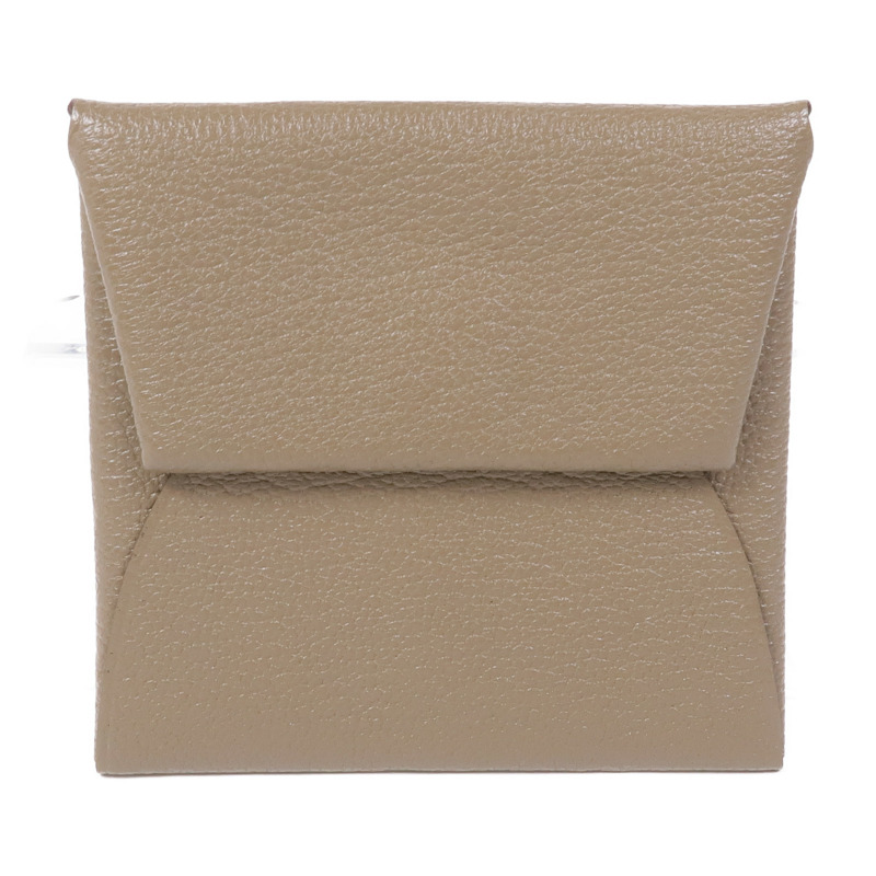 HERMES Chevre皮革Bastia Change Purse零錢包18 Etoupe-0
