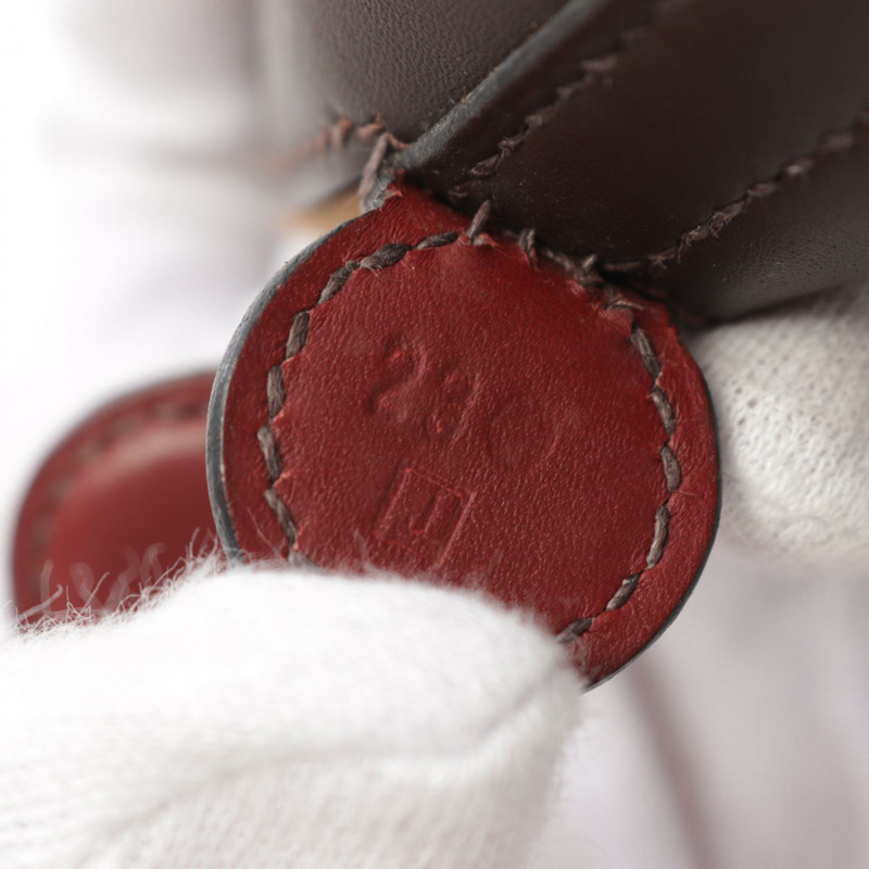 【再降價】酒紅色金棕色Veau Chamonix皮革Ile de Shiki手提包□J刻金扣【HERMES愛馬仕】□J-4