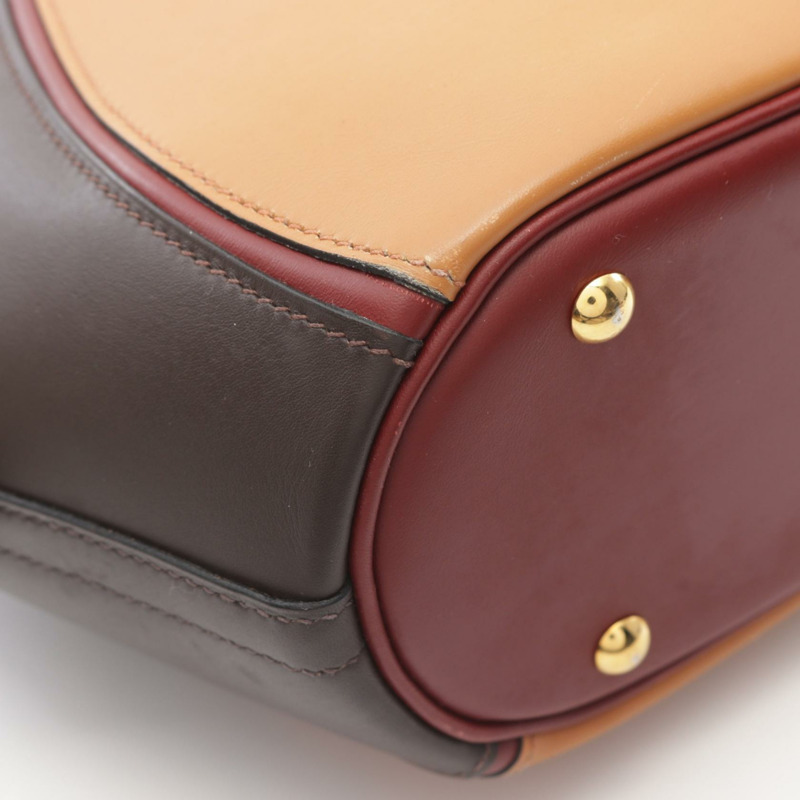 【再降價】酒紅色金棕色Veau Chamonix皮革Ile de Shiki手提包□J刻金扣【HERMES愛馬仕】□J-7