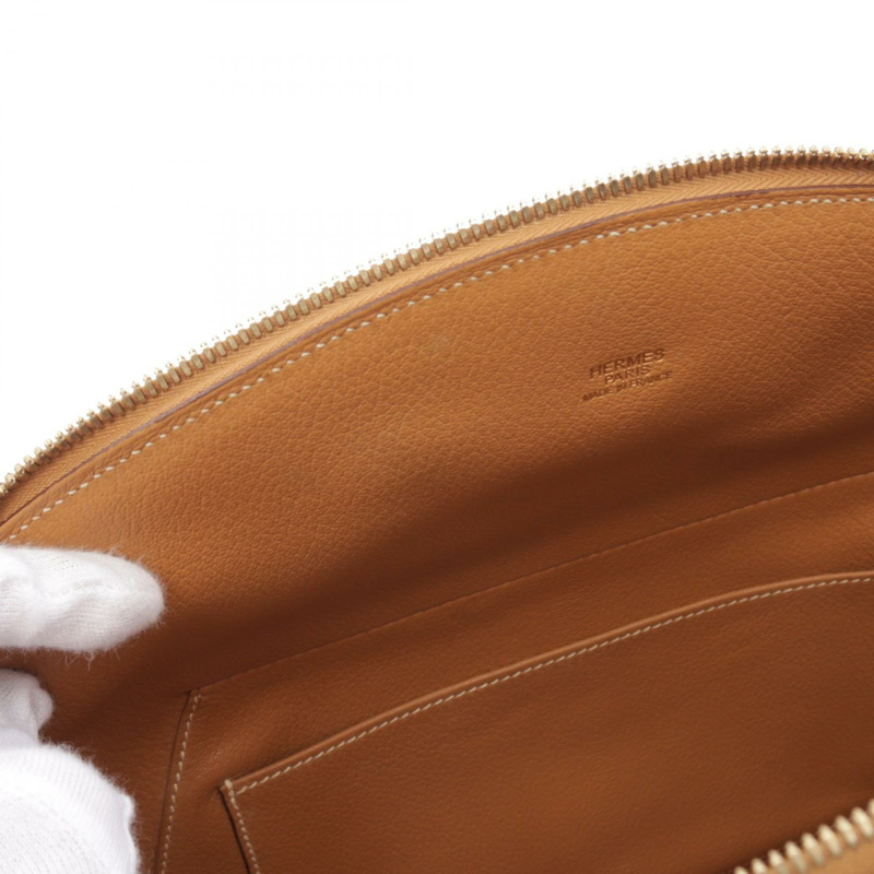 【再降價】酒紅色金棕色Veau Chamonix皮革Ile de Shiki手提包□J刻金扣【HERMES愛馬仕】□J-10