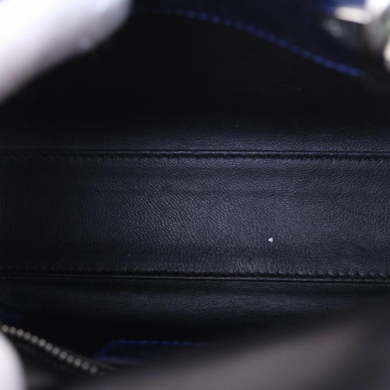 DIOR(迪奧) Lady Dior 戴妃包 三格 藍色 蜥蜴皮 銀扣 2016-4