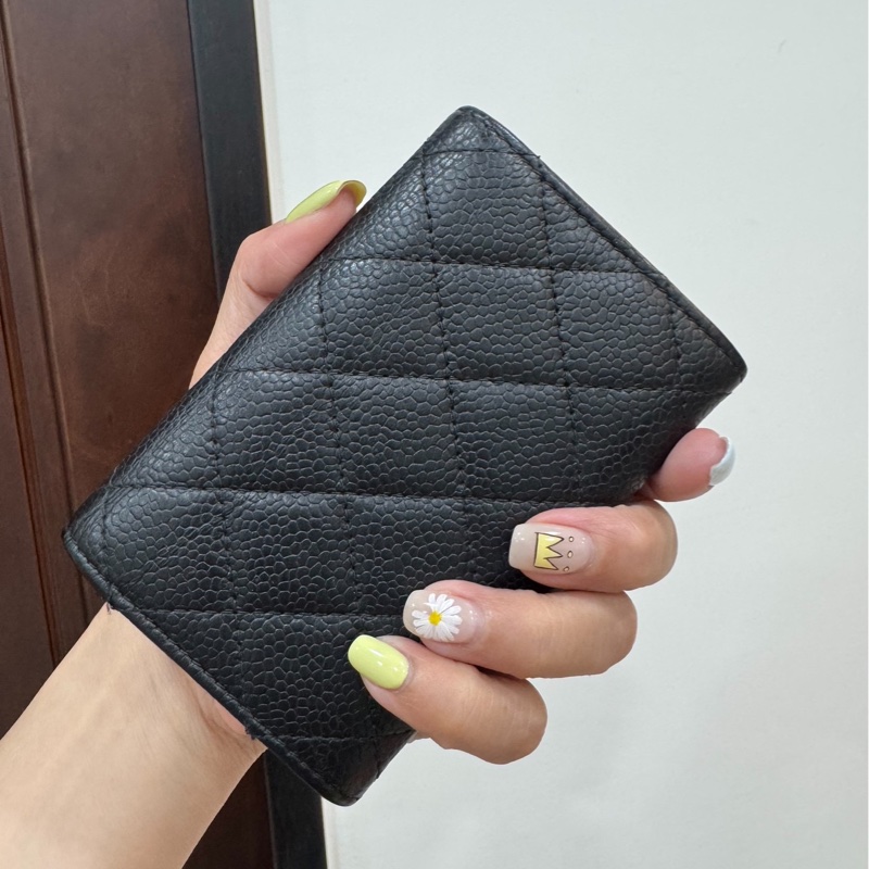 真品chanel 黑金 信用卡卡夾 卡夾 卡包 皮夾 皮包 零錢包-2