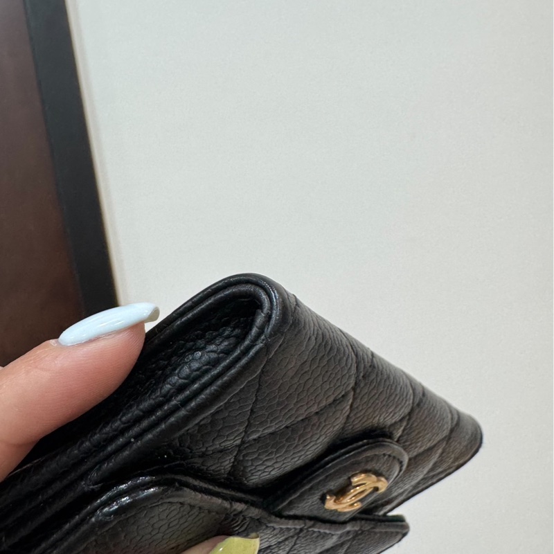 真品chanel 黑金 信用卡卡夾 卡夾 卡包 皮夾 皮包 零錢包-9