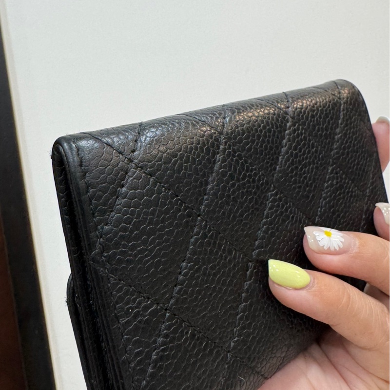 真品chanel 黑金 信用卡卡夾 卡夾 卡包 皮夾 皮包 零錢包-12