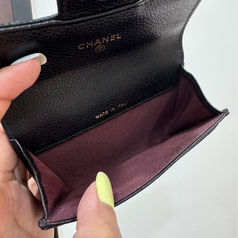 真品chanel 黑金 信用卡卡夾 卡夾 卡包 皮夾 皮包 零錢包-13