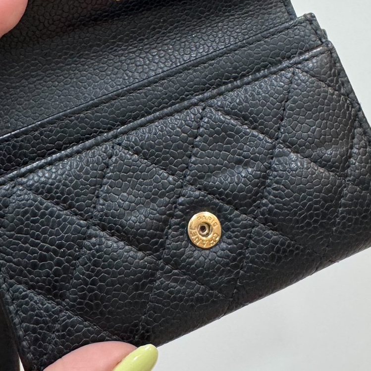 真品chanel 黑金 信用卡卡夾 卡夾 卡包 皮夾 皮包 零錢包-15