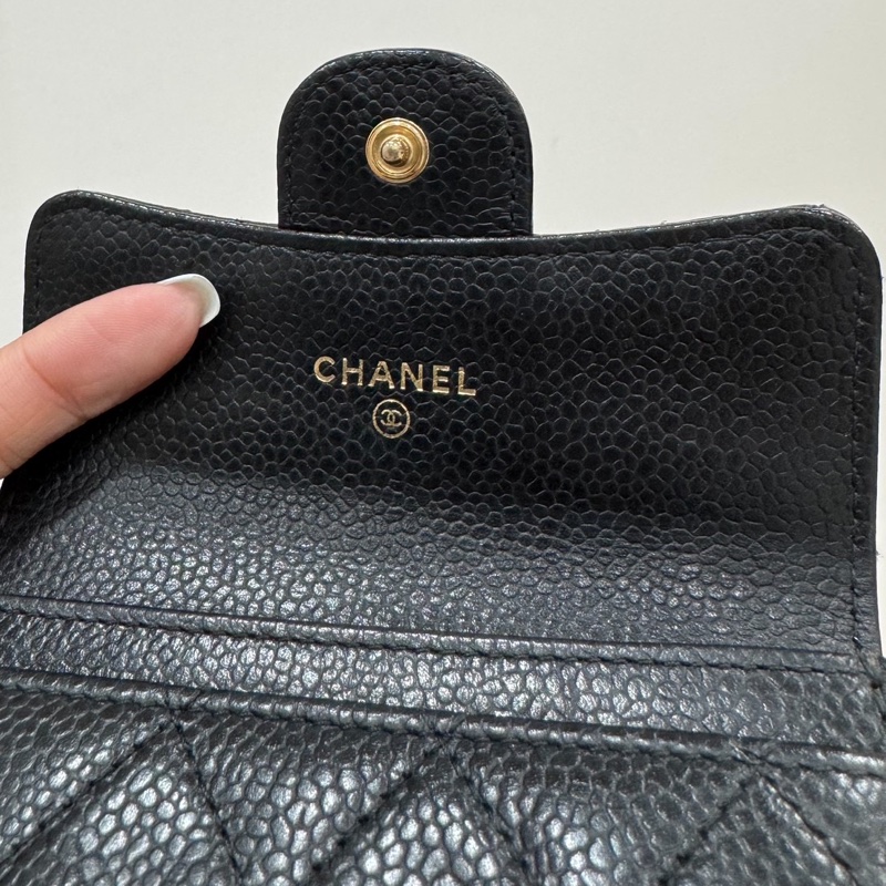 真品chanel 黑金 信用卡卡夾 卡夾 卡包 皮夾 皮包 零錢包-16