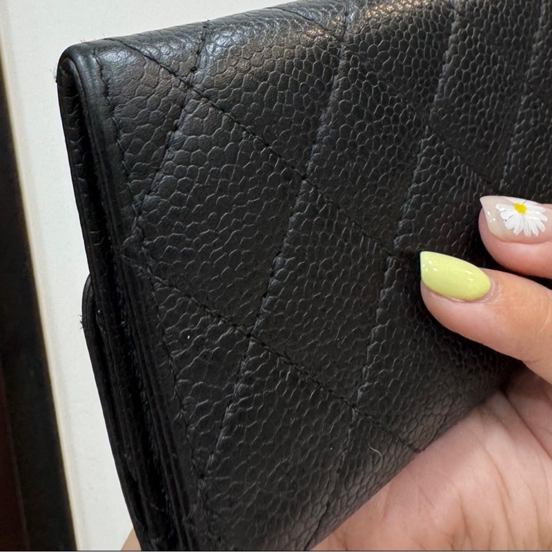 真品chanel 黑金 信用卡卡夾 卡夾 卡包 皮夾 皮包 零錢包-18