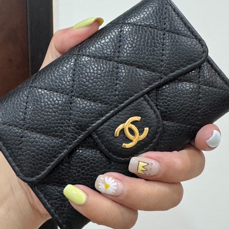 真品chanel 黑金 信用卡卡夾 卡夾 卡包 皮夾 皮包 零錢包-19