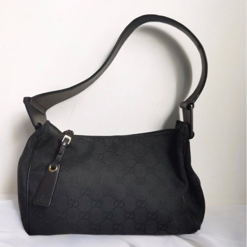 Gucci 黑色老花 hobo包 肩背包 jackie 腋下包-0