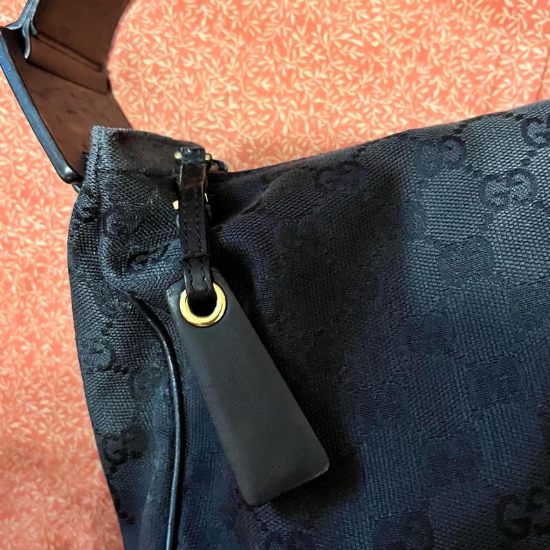 Gucci 黑色老花 hobo包 肩背包 jackie 腋下包-9