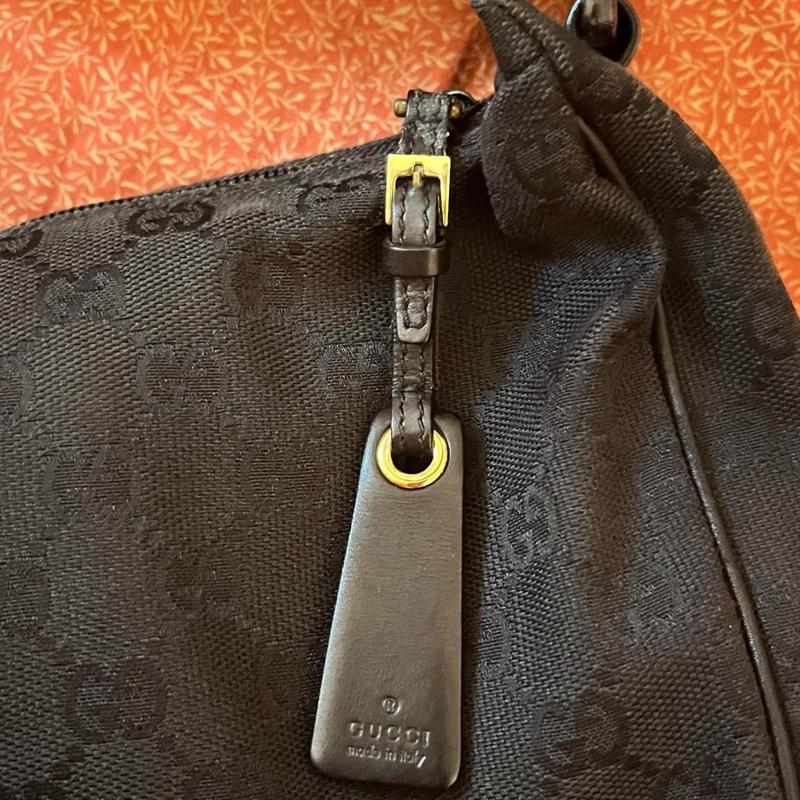 Gucci 黑色老花 hobo包 肩背包 jackie 腋下包-11