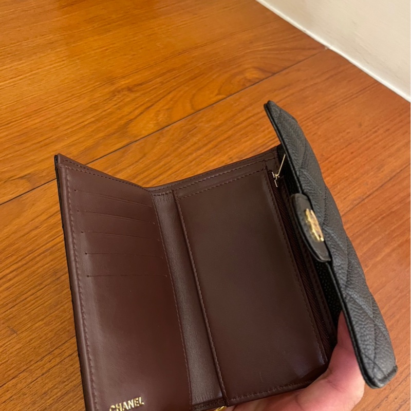 CHANEL 黑荔枝金雙C三折中夾 超級夯-5