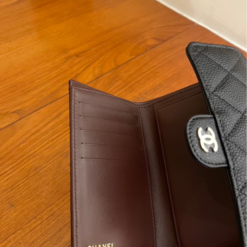CHANEL 黑荔枝金雙C三折中夾 超級夯-14