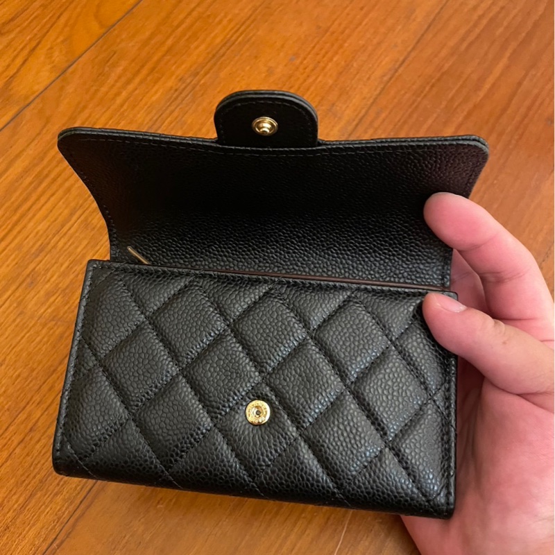 CHANEL 黑荔枝金雙C三折中夾 超級夯-16