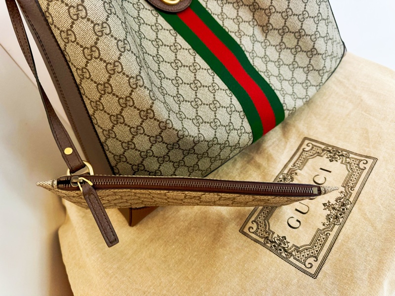 全新GUCCI GG Ophidia綠紅綠pvc大款肩背包斜背包購物托特包547947-2