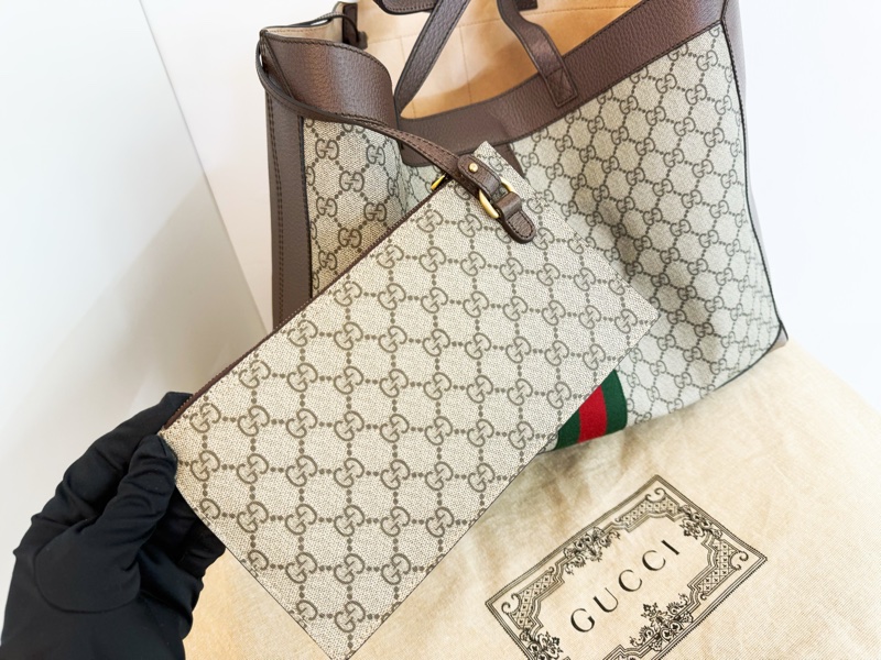 全新GUCCI GG Ophidia綠紅綠pvc大款肩背包斜背包購物托特包547947-3