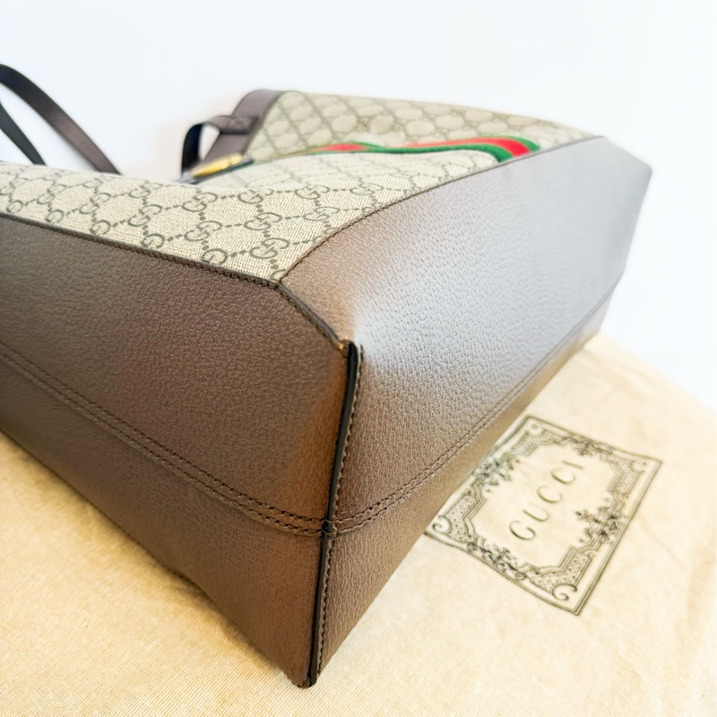 全新GUCCI GG Ophidia綠紅綠pvc大款肩背包斜背包購物托特包547947-6