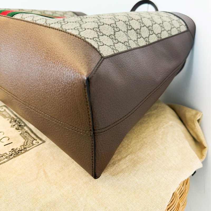 全新GUCCI GG Ophidia綠紅綠pvc大款肩背包斜背包購物托特包547947-8