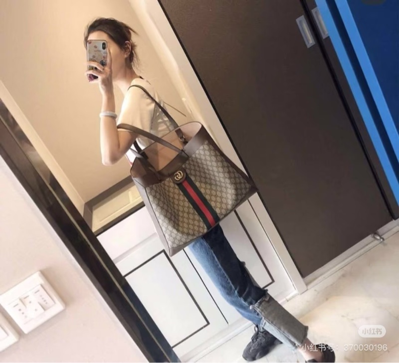 全新GUCCI GG Ophidia綠紅綠pvc大款肩背包斜背包購物托特包547947-13