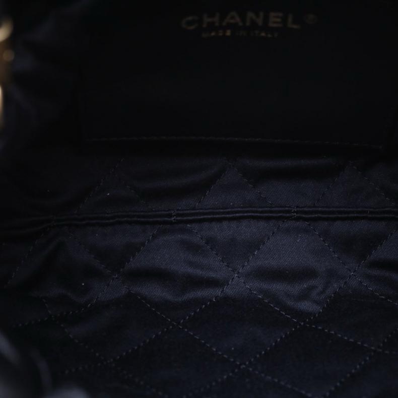 CHANEL(香奈兒) 22Bag Tote托特包 Mini 20cm 黑色  晶片開 金扣-4