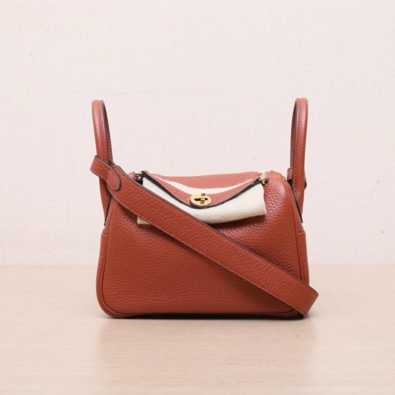 HERMES(愛馬仕) Lindy Mini 6C古銅色 TC皮 Z刻 金扣-0