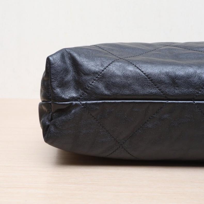 CHANEL(香奈兒) 22Bag Tote托特包 中號 35cm 黑色 晶片開 金扣-3