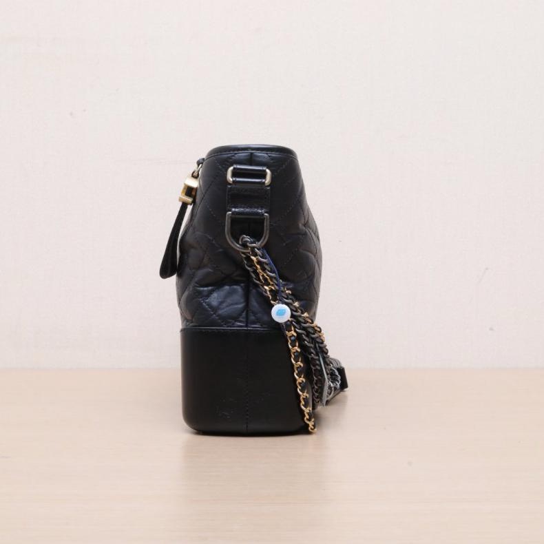 CHANEL(香奈兒) GABRIELLE 流浪 中號 28cm 黑色  25開 金銀扣-1