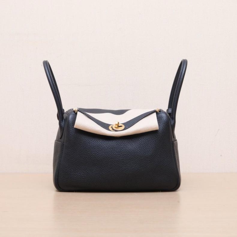 HERMES(愛馬仕) Lindy 26 89黑色 TC皮 Y刻 金扣-0
