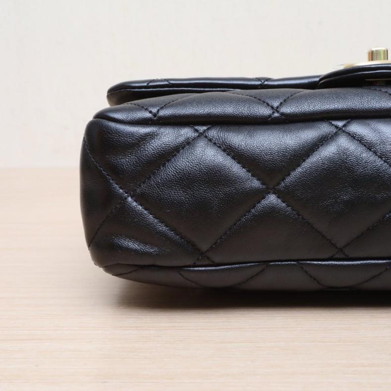 CHANEL(香奈兒) 23P CF 口蓋包 27cm 黑色 晶片開 金扣 粗皮穿鏈肩帶-3