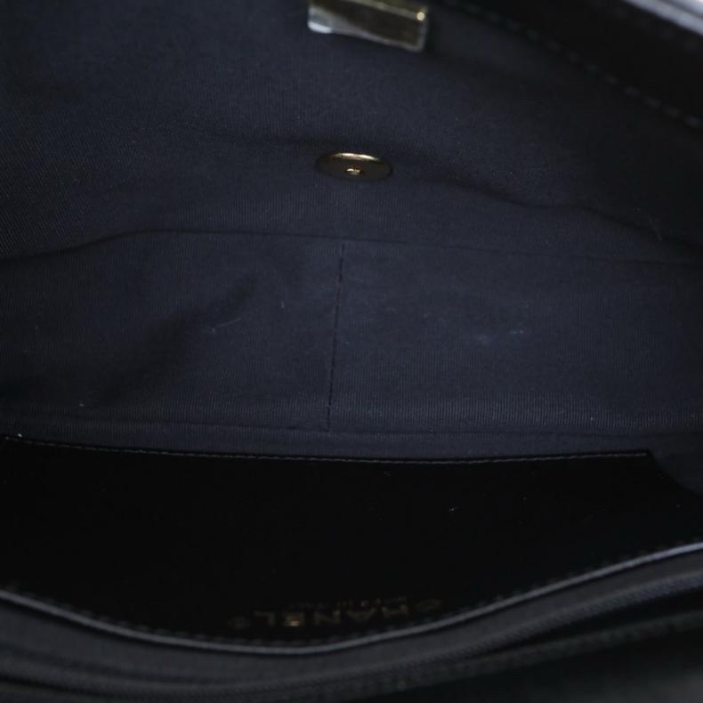 CHANEL(香奈兒) 23P CF 口蓋包 27cm 黑色 晶片開 金扣 粗皮穿鏈肩帶-4