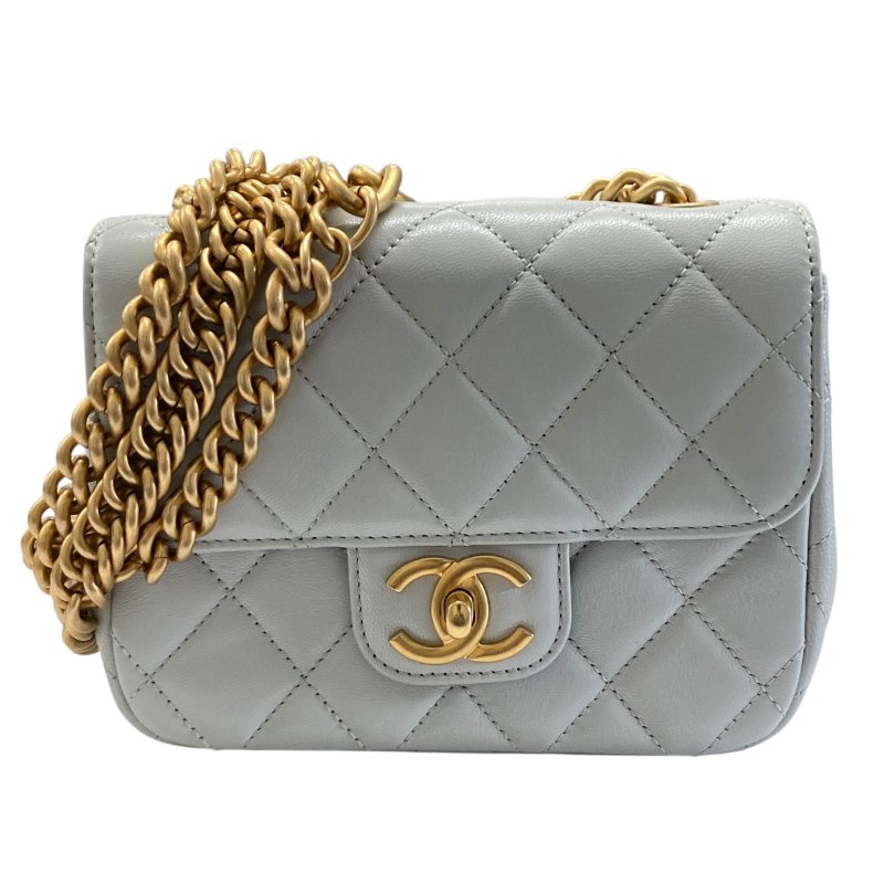 CHANEL 香奈兒 AS3790 CF17 特別款 方胖子 皮革 肩背包 淺藍色 金釦-0