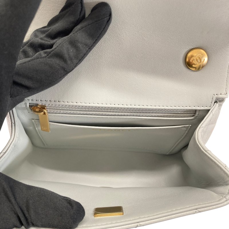 CHANEL 香奈兒 AS3790 CF17 特別款 方胖子 皮革 肩背包 淺藍色 金釦-6