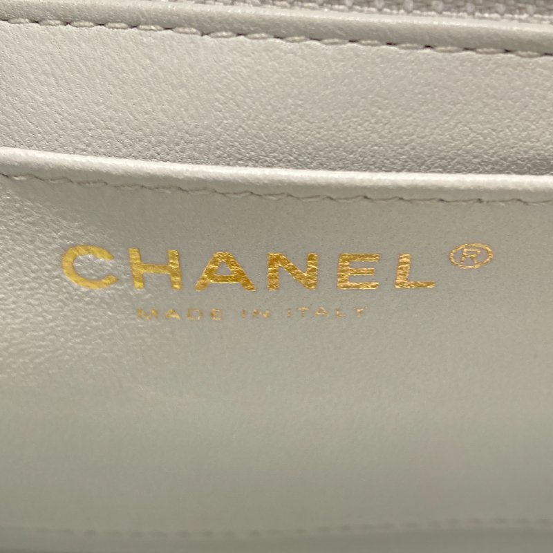 CHANEL 香奈兒 AS3790 CF17 特別款 方胖子 皮革 肩背包 淺藍色 金釦-7