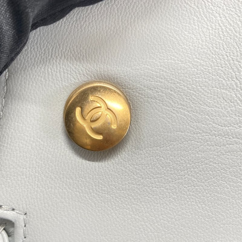 CHANEL 香奈兒 AS3790 CF17 特別款 方胖子 皮革 肩背包 淺藍色 金釦-10